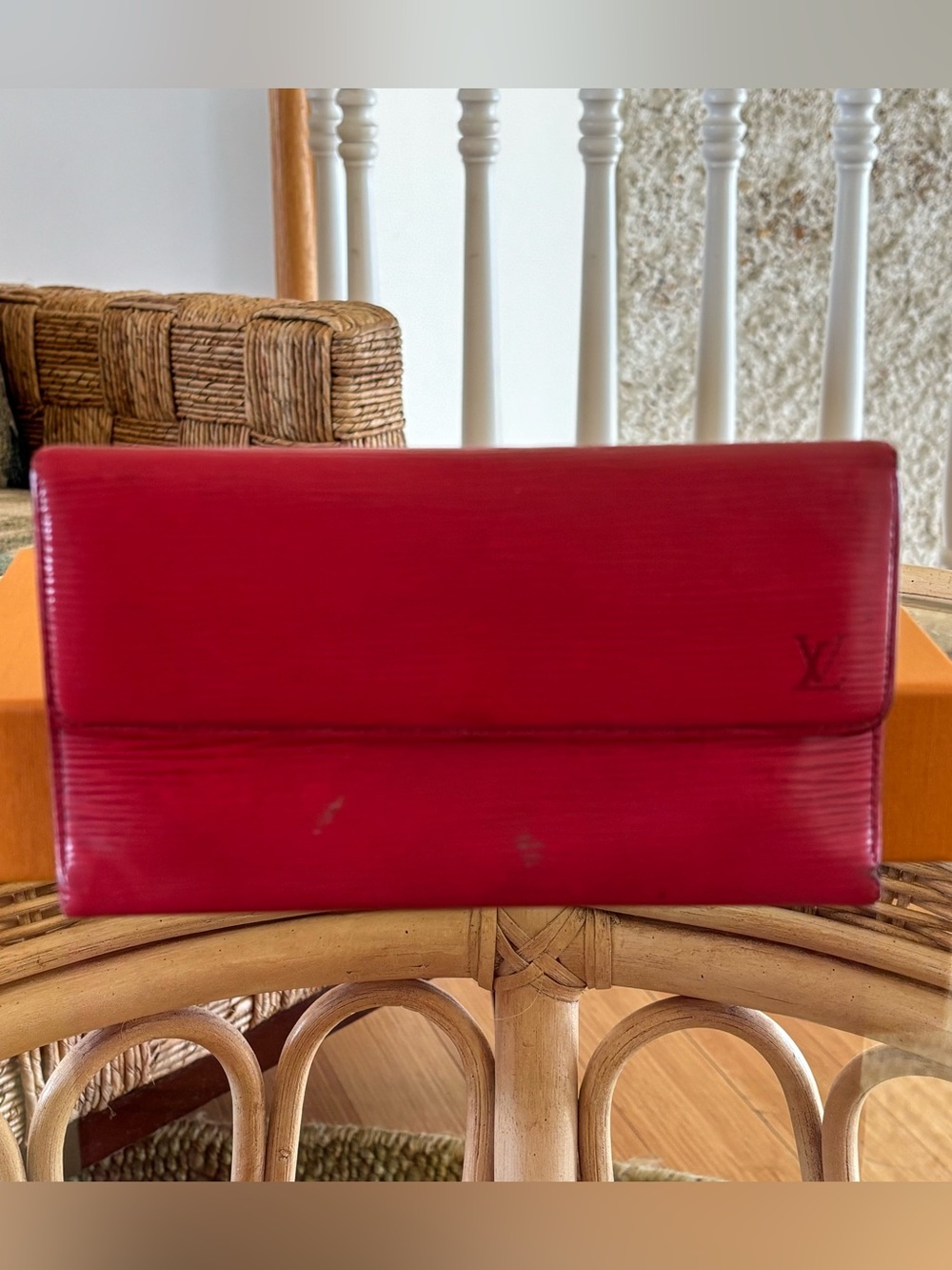 Louis Vuitton Red Epi Leather Porte Tresor International Wallet Vintage
